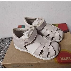 Umi Sandal Natalia‎ Pearl White EU 23 US 6.5 New Leather Classic Kids Minimalist